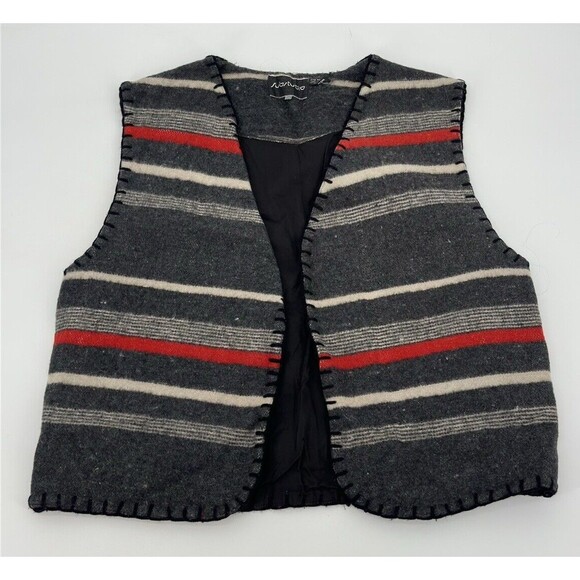 Rhonda Stark Jackets & Blazers - Studio  wool Vest Sz M  Wool Blend Southwestern Aztec Conchos Red Gray Black Ope